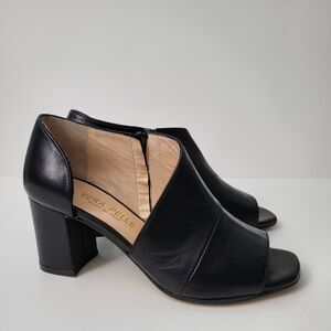 VERA PELLE Black Leather Shoes Womens 5.5 6 EU 36 Made In Italy Open Toe D'Orsay